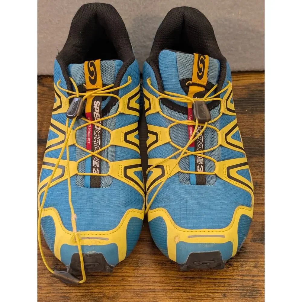 Salomon Speedcross 3 Mens 9.5 Blue Yellow ClimaShield Running Shoes Trail Train